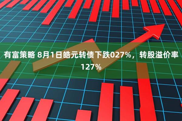 有富策略 8月1日皓元转债下跌027%，转股溢价率127%